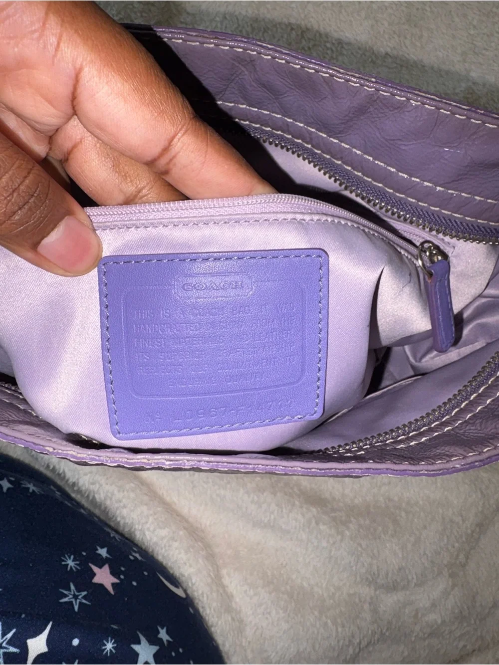Vintage Coach Lilac Signature Satin Hobo Shoulder Bag